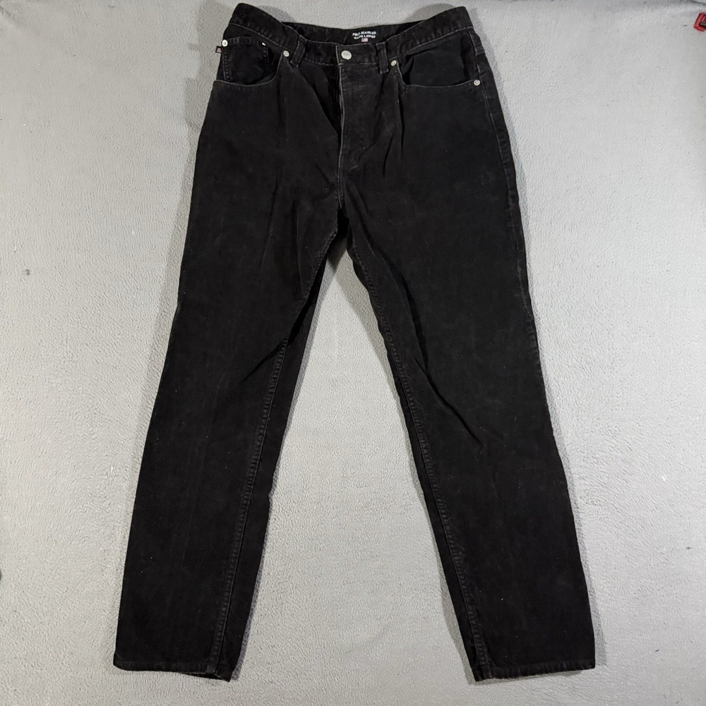 VTG Polo Jeans Co Women's Twill Corduroy Pants Size 12 Black Mid Rise‎ Straight